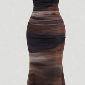 Mesh ruched maxi dress
