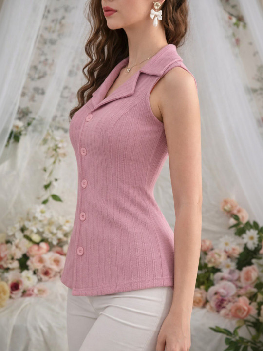 B6iZJHhD_3f8e4a9f885a4121bb8060bb2df346f6 Women's Dusty Pink Sleeveless Ribbed Button-Down Top - Image 4