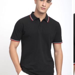 Men Solid Polo Collar Cotton T-shirt